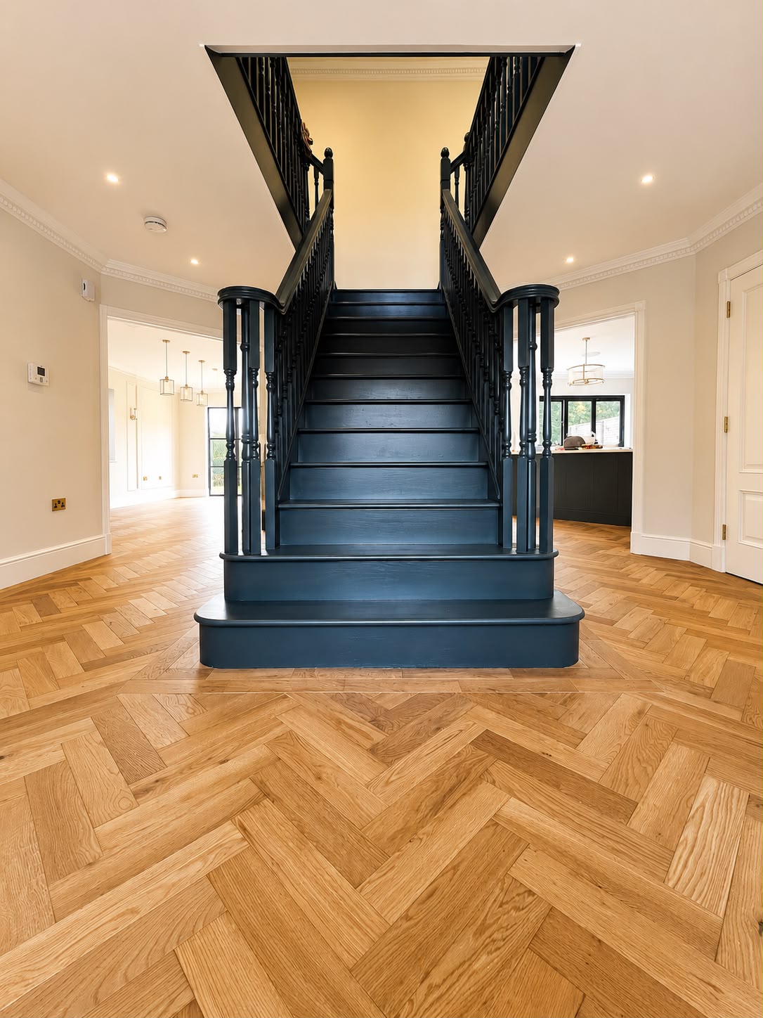 Herringbone Parquet Hallway & Staircase
