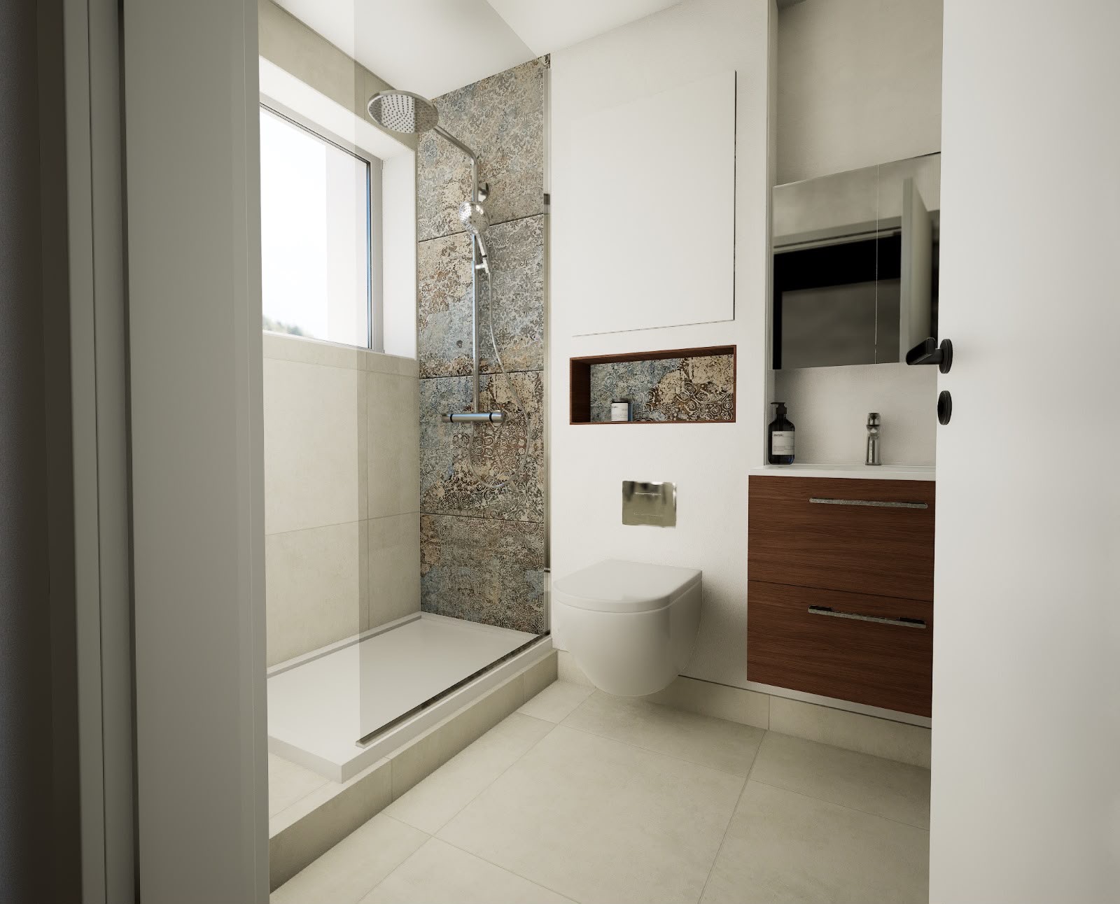Bathroom botanical tile