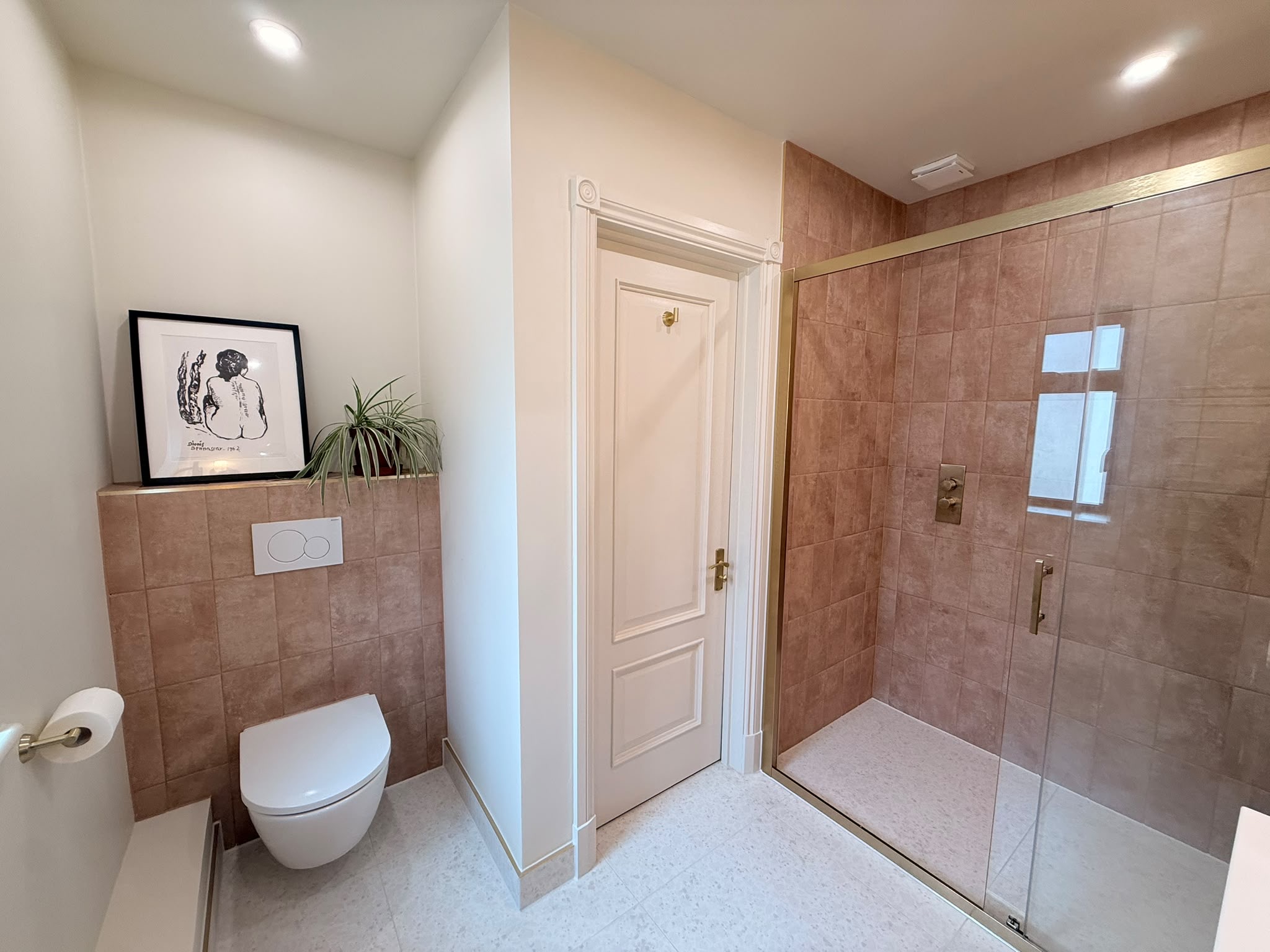 Bathroom terracotta blue shower