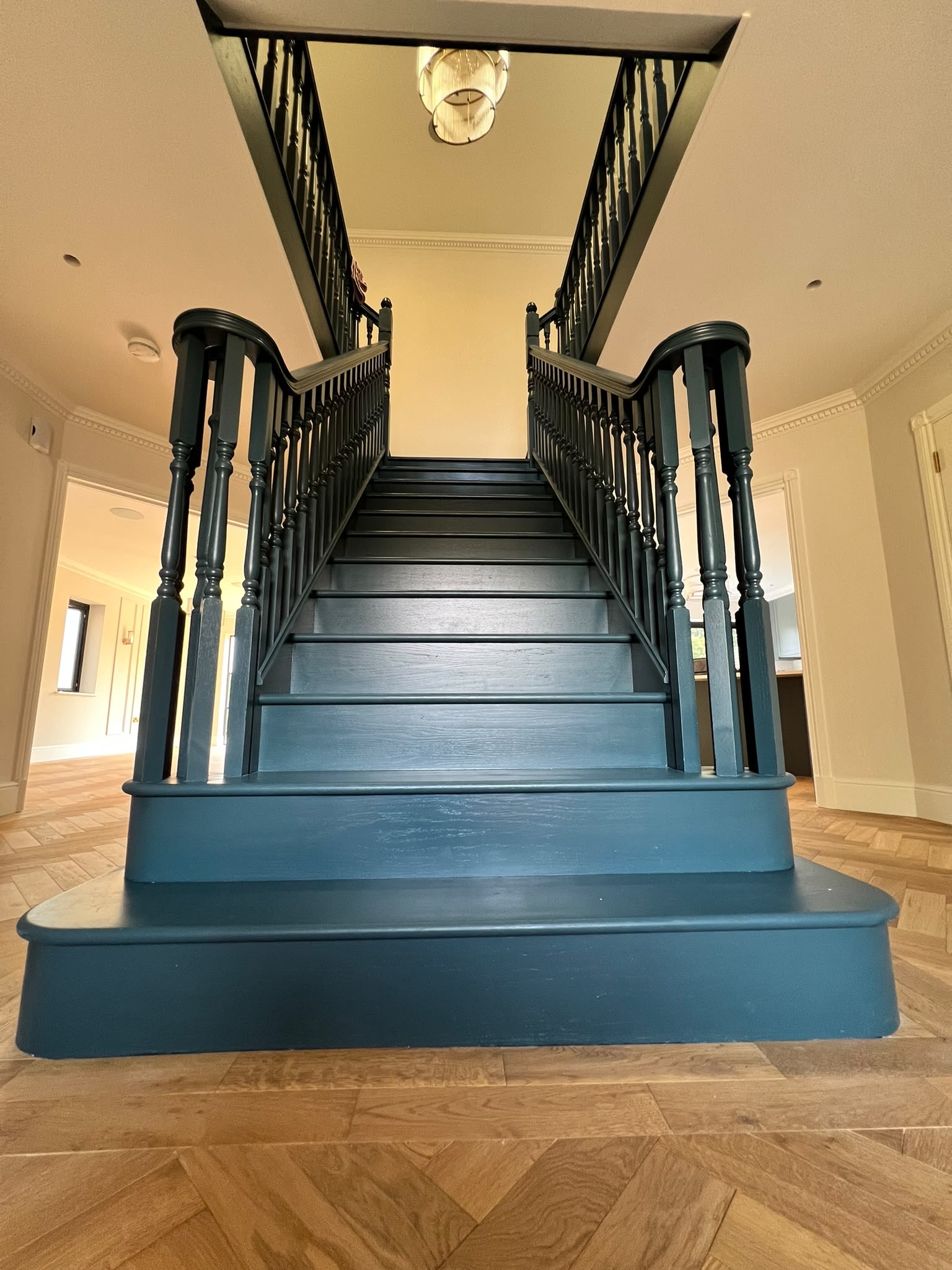 Hallway victorian teal staircase