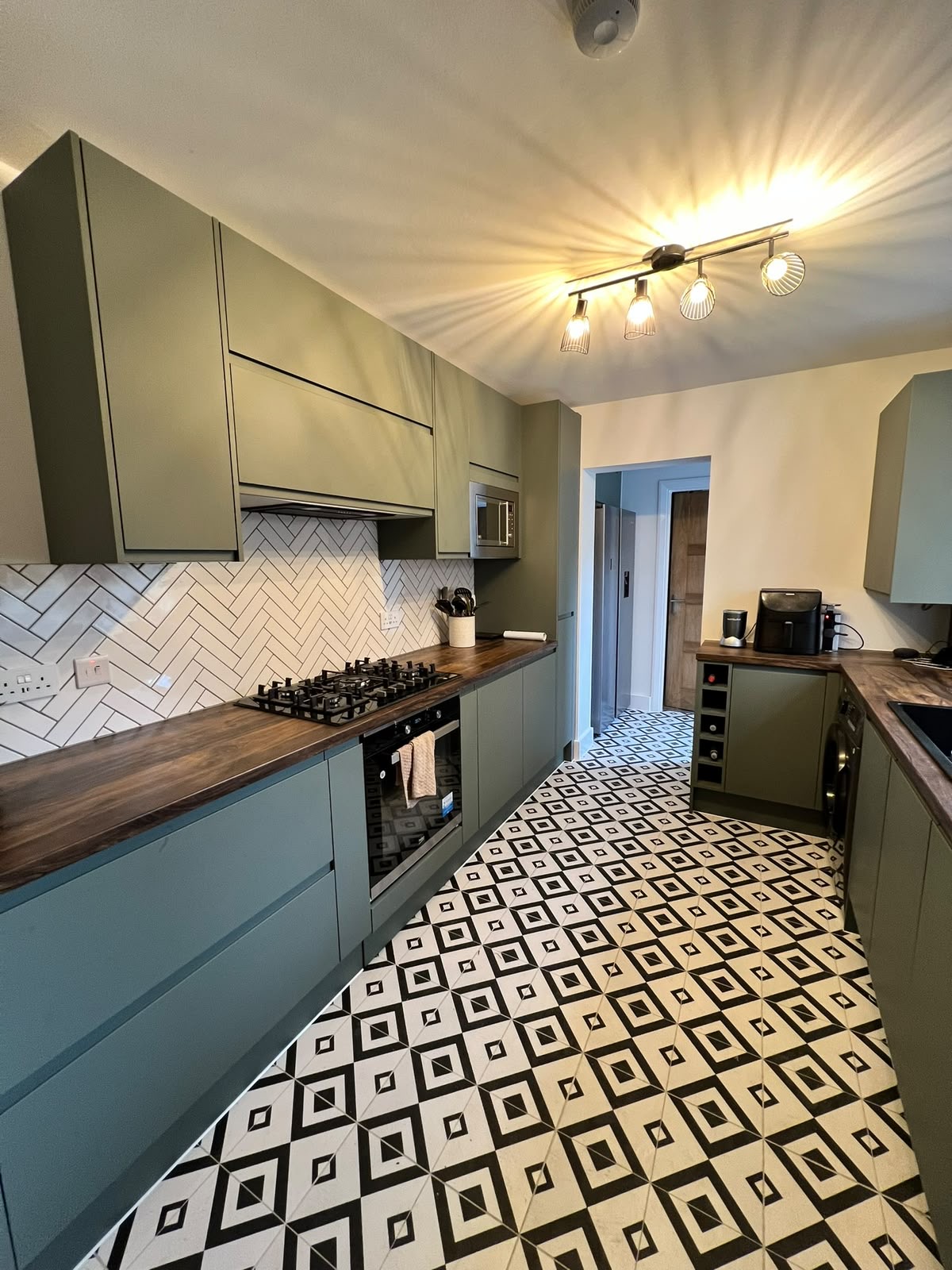 Kitchen sage galley terracotta