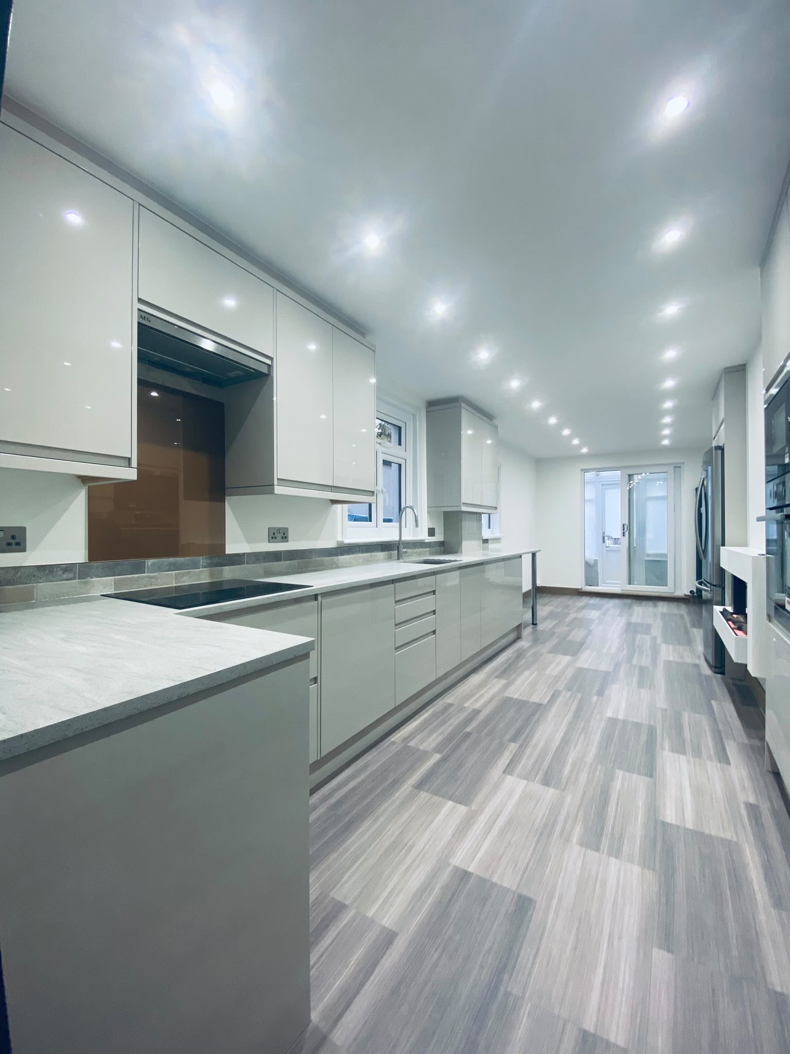 Kitchen white galley marble