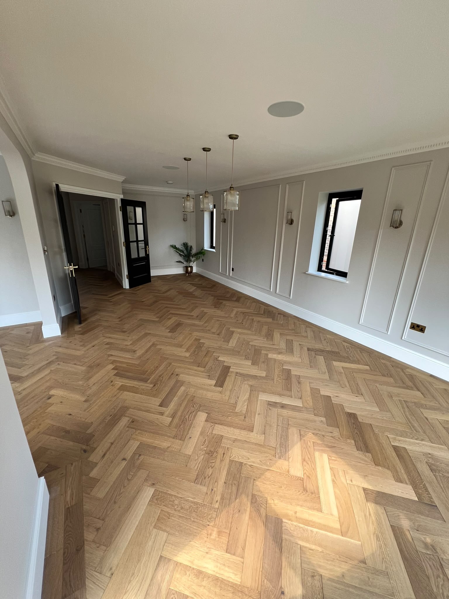 Living room parquet panelling